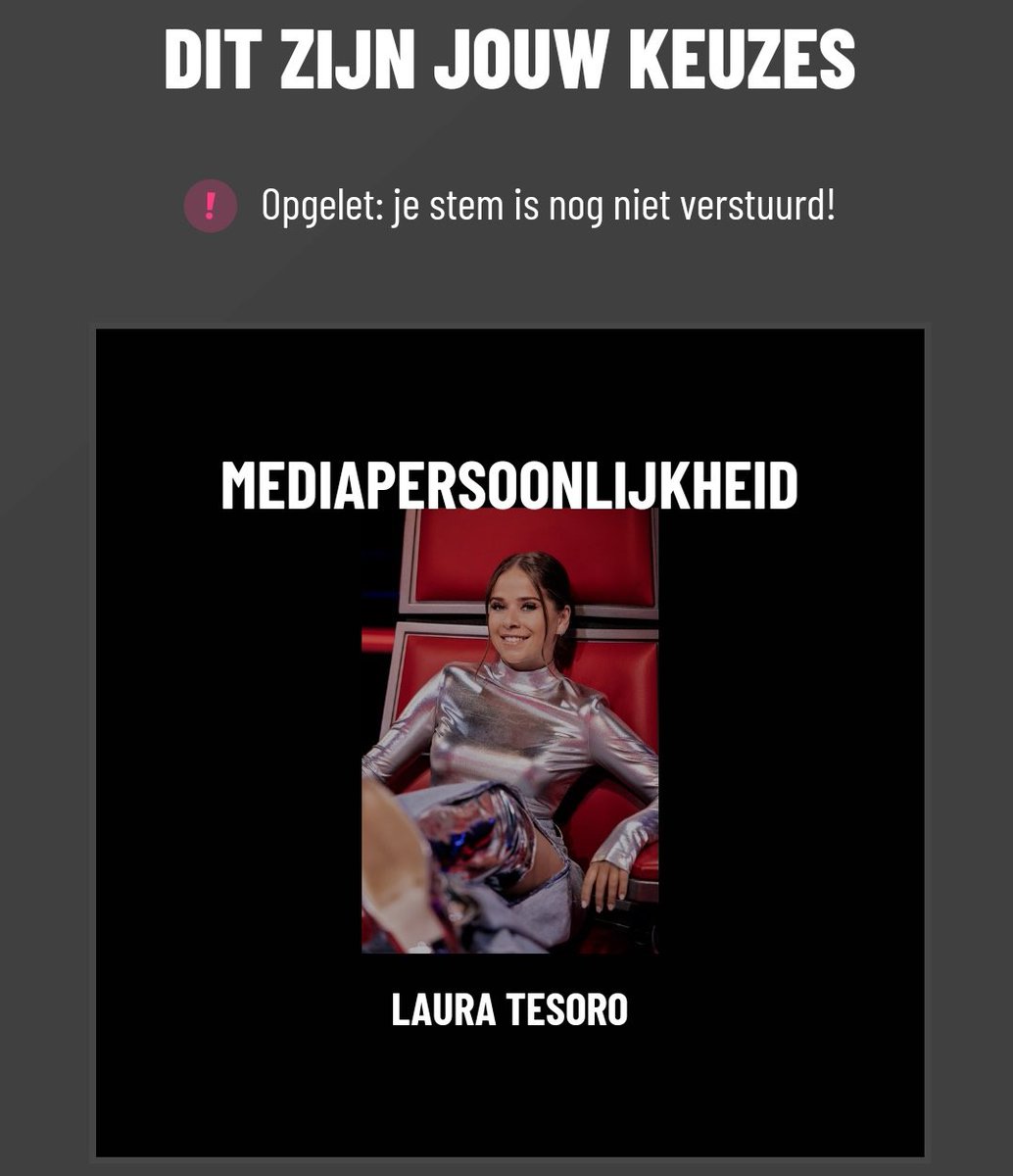 ODemeulemeester's tweet photo. Stemmeeeen maar, she deserve it👏🏼✨ @reallauratesoro https://t.co/14KTSIFZPK