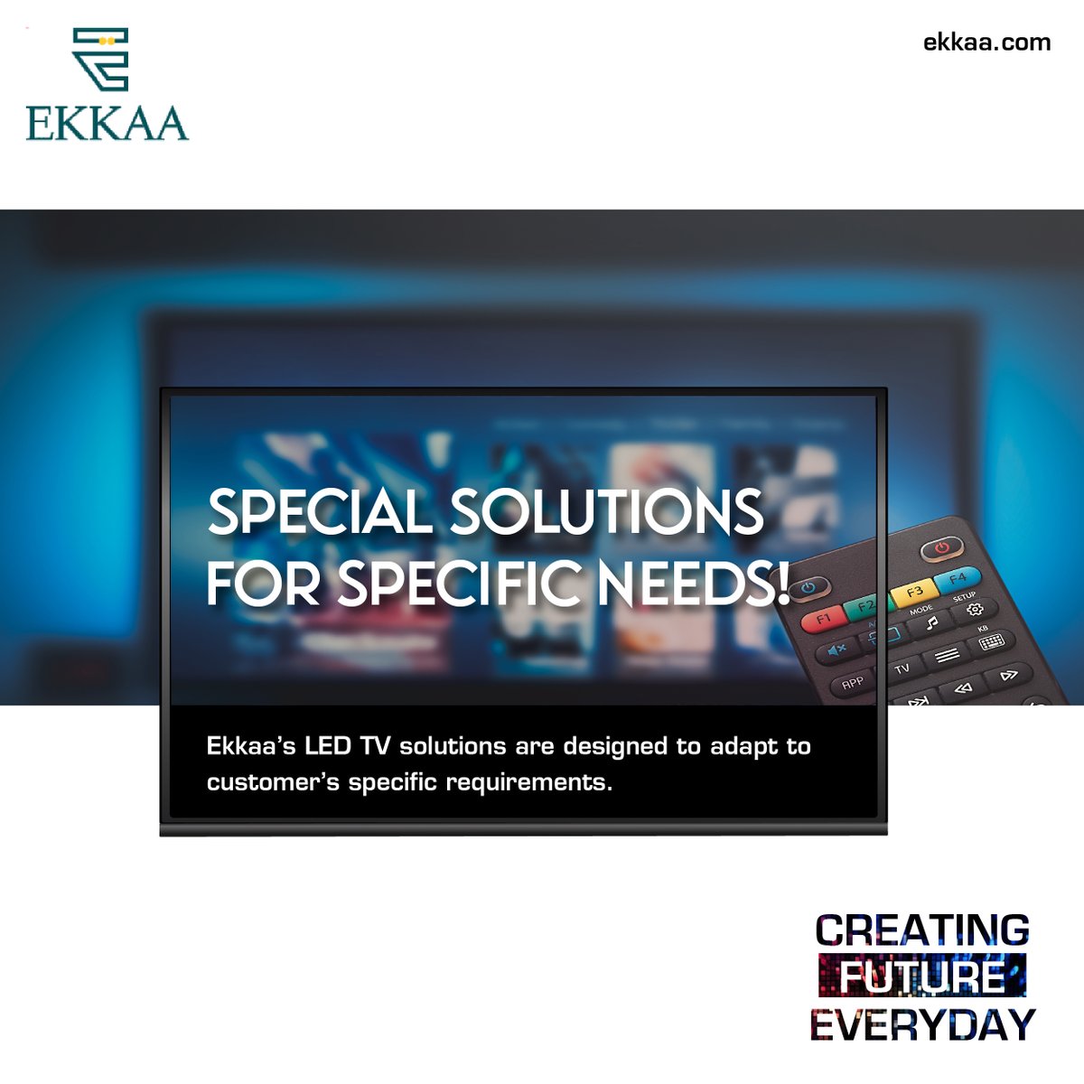 Elevate your brand experience with Ekkaa's LED TVs! Precision-engineered for your unique business needs, these innovative displays captivate audiences. Discover innovation as unique as you are.

#Indians #Manufacturing #LEDTV