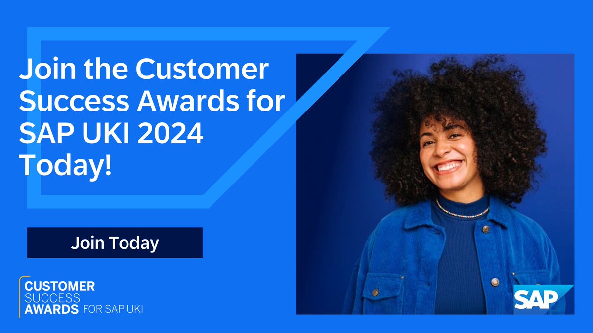 aa4short's tweet photo. Are you proud of a project that utilised SAP technologies which has benefited a UKI business? 🌟 Join the Customer Success Awards for SAP UKI today to share your story with the world! https://t.co/jxBkciZMh5 https://t.co/1dV9nriOm4