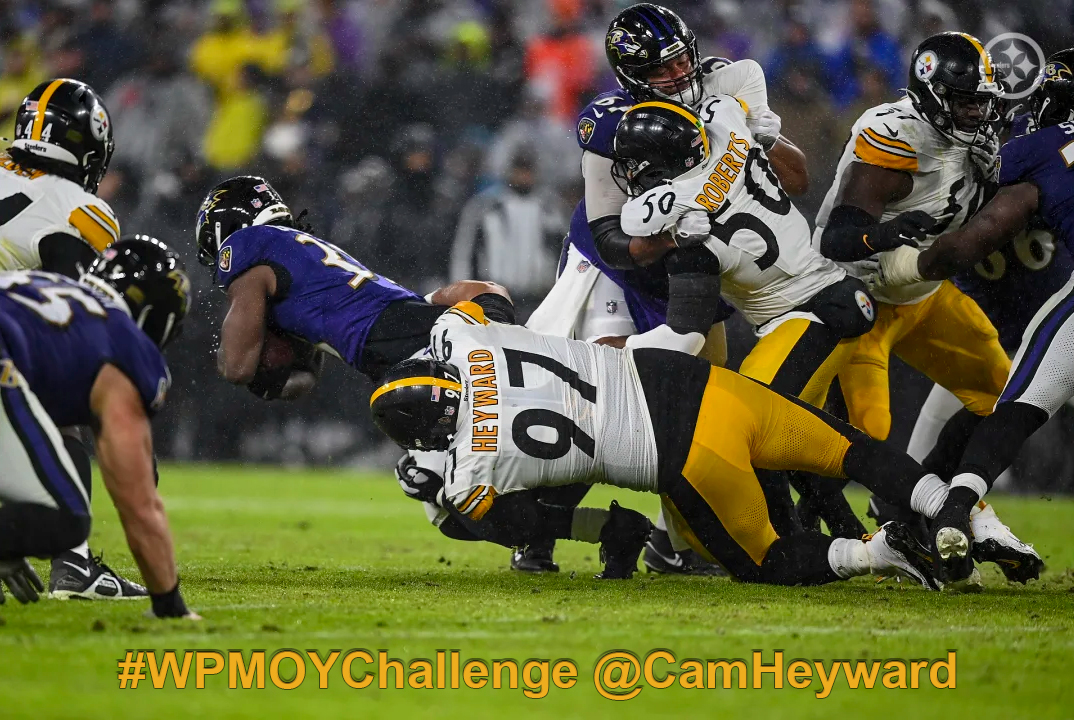 SteelUK's tweet photo. #WPMOYChallenge @CamHeyward 
For our captain... please retweet/reply or go online to vote as often as you can this final day: https://t.co/JPG3hwoTrC
#HereWeGo #SteelersNation. Let's get our captain to #1. https://t.co/GmAHqHTEdE