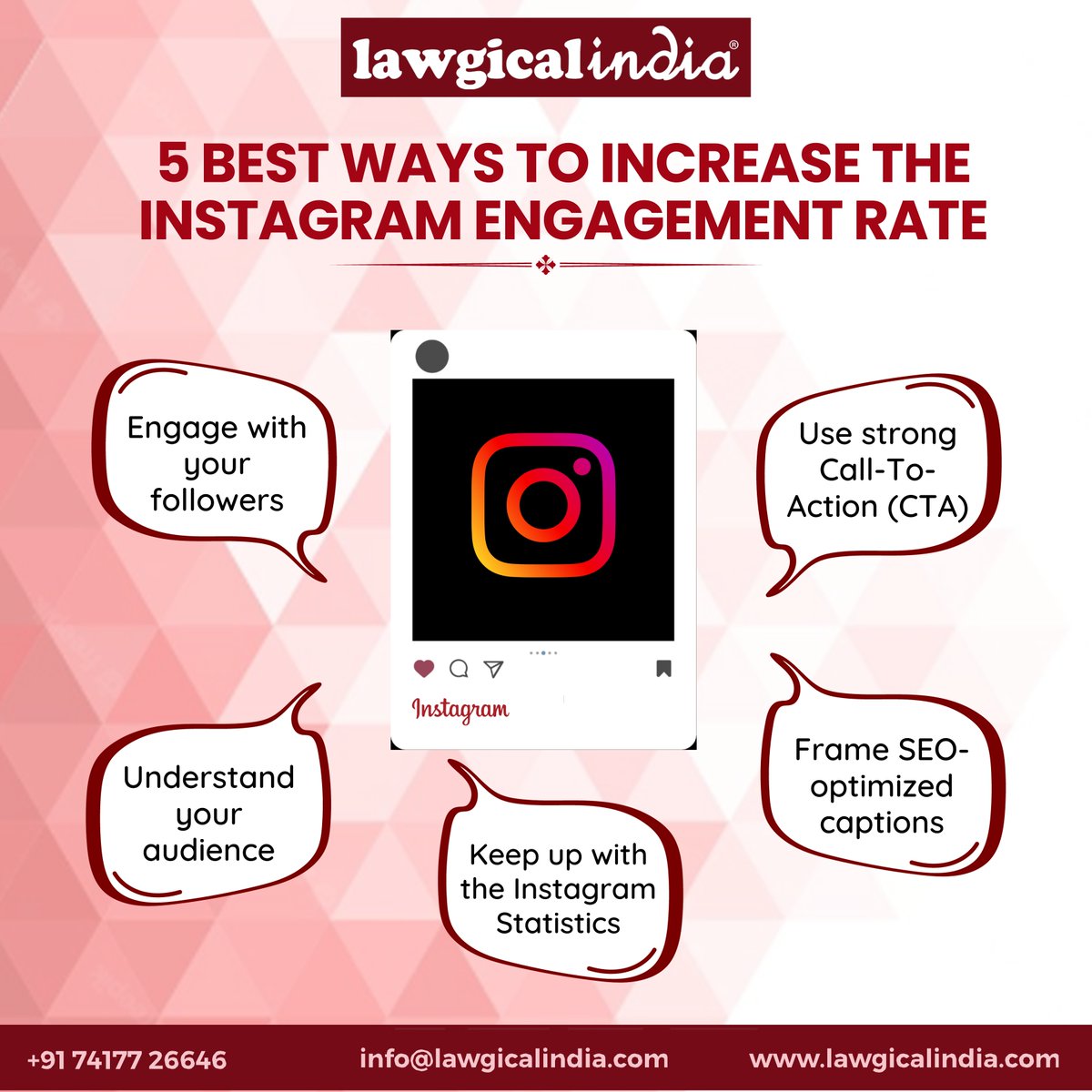 To make you win the game of Engagement, you can trust LawgicalIndia for digital marketing and other business services such as MSME registration, GST registration and beyond.

#engagement #msme #instagram #influencer #engagementrate #cta #digitalmarketing #seo #audience #seo