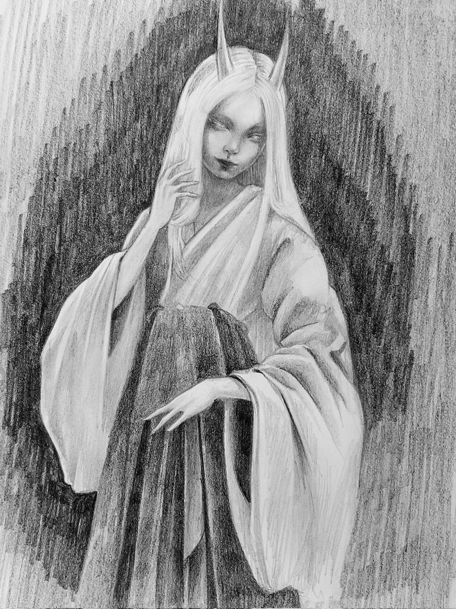 鬼✨途中 #鉛筆画 #イラスト #イラスト好きさんと繋がりたい #絵描きさん