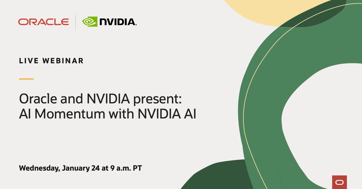 ashokchandru's tweet photo. Join Oracle, NVIDIA, and Gemelo to learn how Gemelo is harnessing Oracle Cloud Infrastructure (OCI) and NVIDIA hardware &amp; software to power advanced AI projects. Register here: https://t.co/A7tkFhb9Cw https://t.co/ur72KOXVYd
