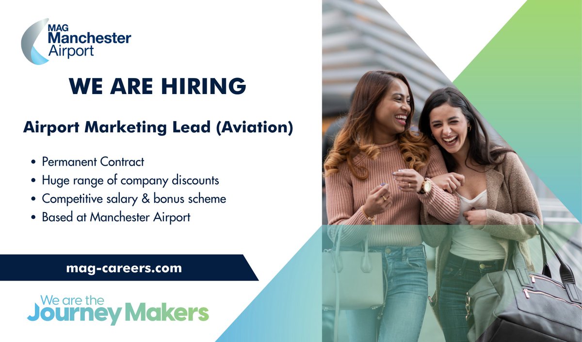 #Manchesterairport is looking for a Airport #Marketing Lead to join the team. 

More info &amp; to apply click here: mag-careers.com/jobopenings/jo…

#wearethejourneymakers #manchesterjobs #hiring #marketingjobs