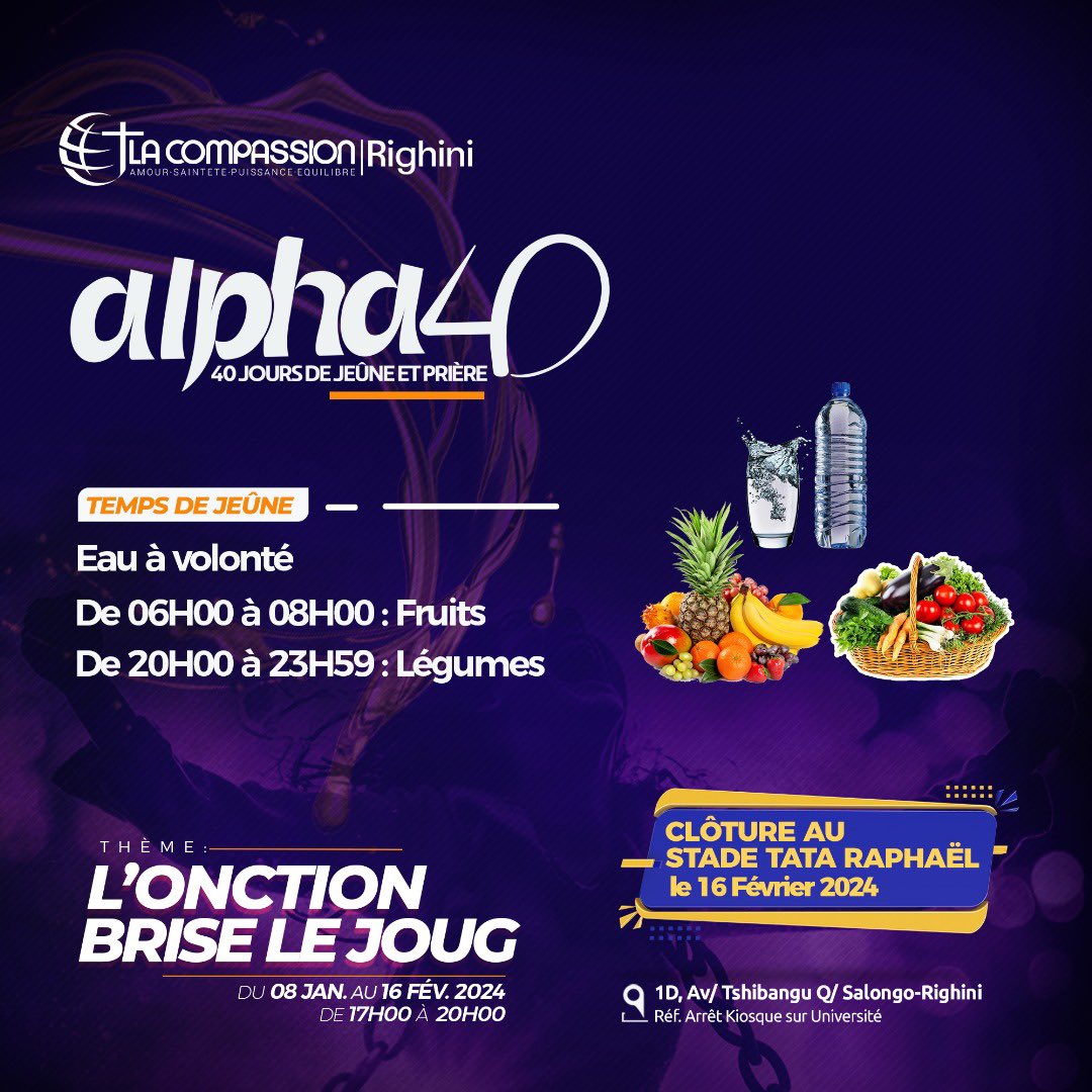LaCompassionLCR's tweet photo. 🅰️4️⃣0️⃣⏳

Ça y est ‼️Nous y voilà ‼️

Déjà ce soir à partir de 17h00’ au temple de Lacompassion Righini/LCR

Ton entrée dans ce marathon de Prière sera largement différente de ta sortie🙏✌

Entre dans ta saison d’accomplissements avec Jésus✌

Bon début des Alpha4️⃣0️⃣ à tous‼️ https://t.co/LmjzgOSmIC