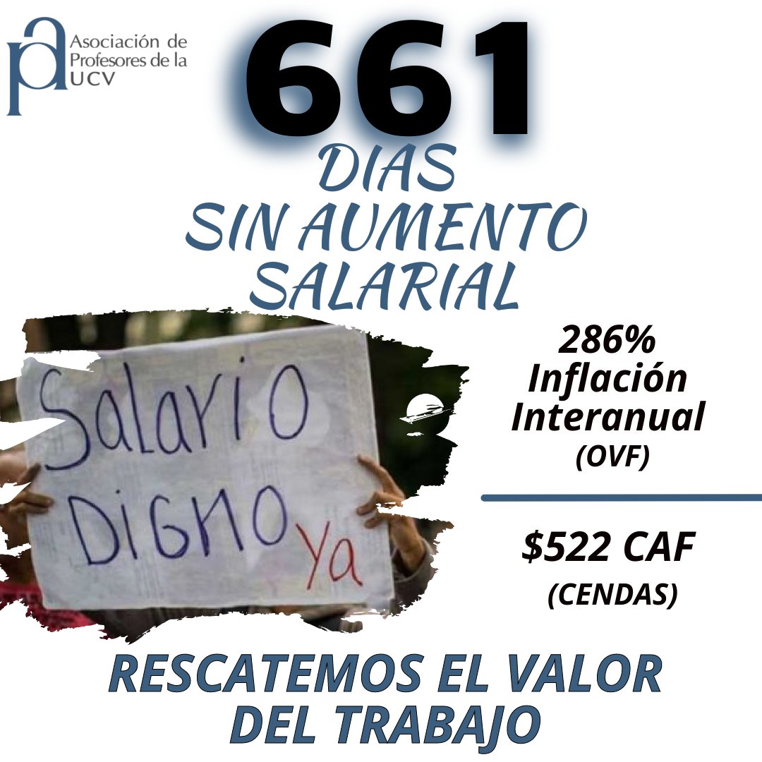 APUCV's tweet photo. #UCV #Profesores #Venezuela #SalariosDignosYa #RescatemosElValorDelTrabajo #ElSalarioEsUnTemaAcadémico #08Ene https://t.co/X2idqv8Uxd