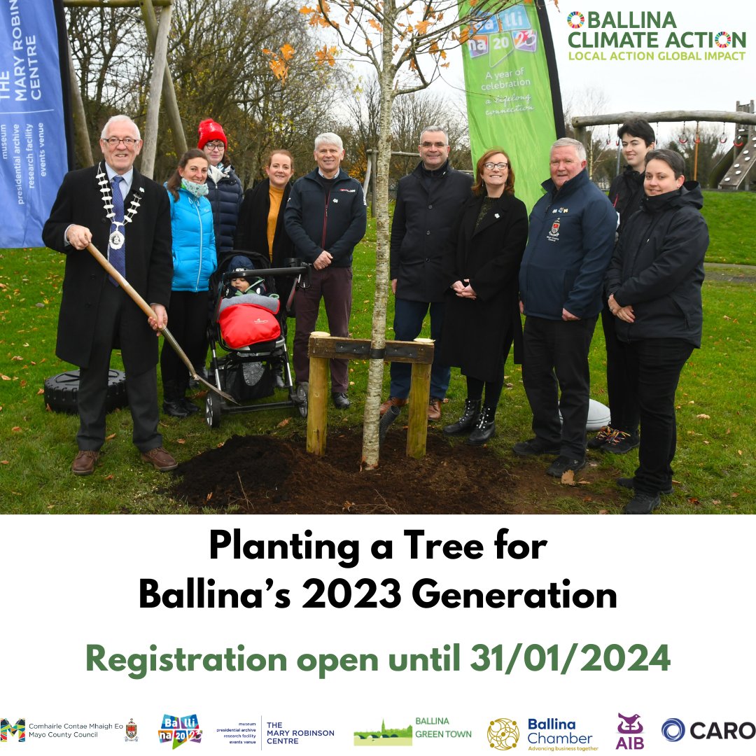 Was your baby born in 2023? It's time to join the other 35 babies by registering yours &amp; be part of Ballina's green legacy! 🌳 Submit the form below by 31/01/24:
👉 forms.gle/iYFLRJPQNzfY1R…

Photo Credit: John O'Grady

#BallinaClimateAction #BallinaGreenTown #RegisterYourBaby2023