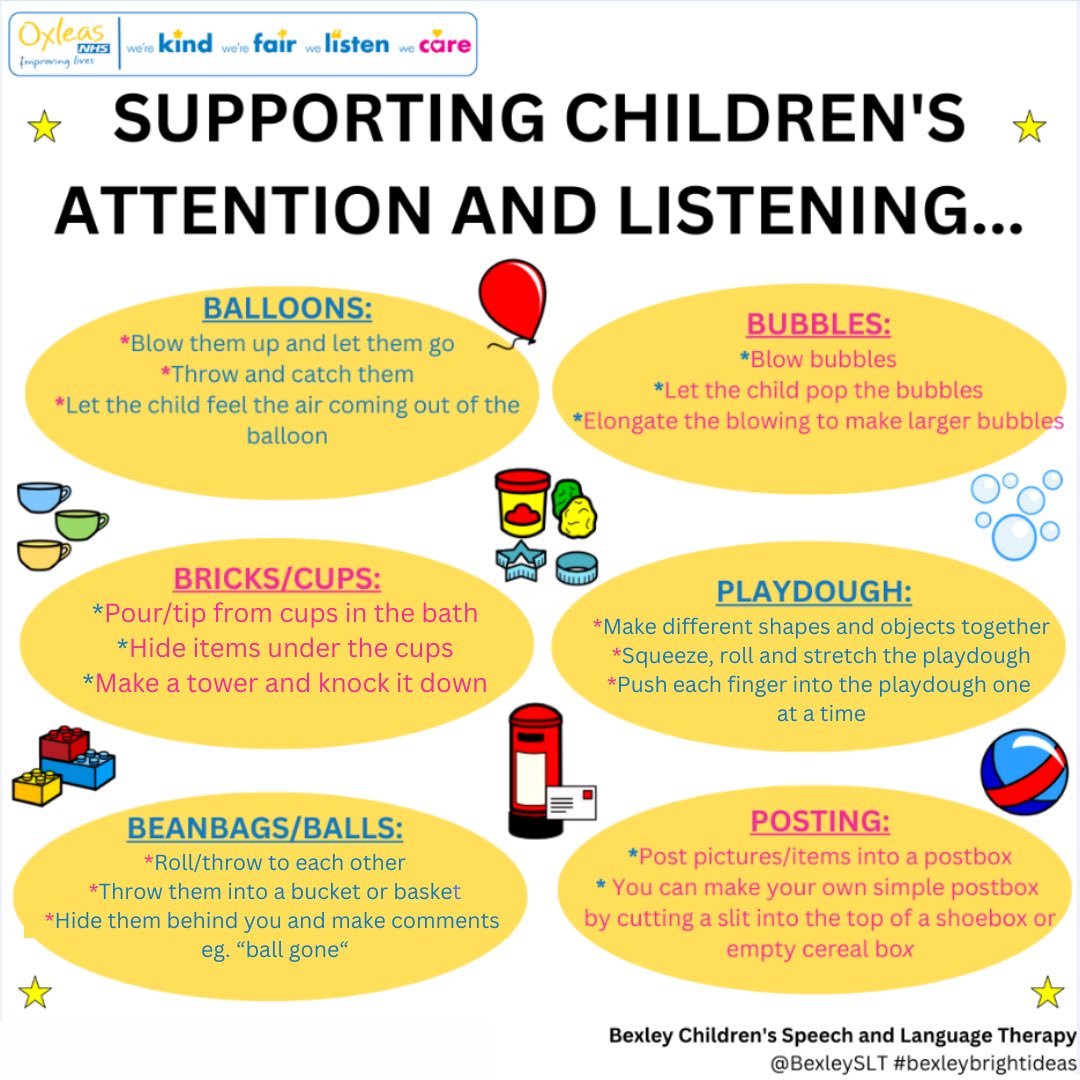 Does your child or a child you work with have difficulties with their attention & listening; check out these simple games to support children to develop skills in this area! Give them a go and let us know how you get on in the comments ⭐️#BexleyBrightIdeas #BexleySLT #SLCN #SEND