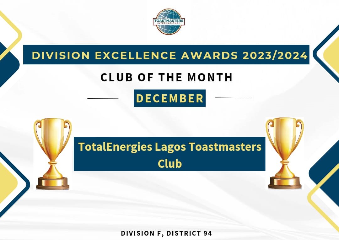 While some were feasting for relaxation, others were feasting for Toastmaster excellence! 🎉Congratulations to TotalEnergies Lagos for being our Club of the Month for adding two new members in December. 👏 #ClubOfTheMonth #TotalEnergiesLagos #ToastmastersNigeria