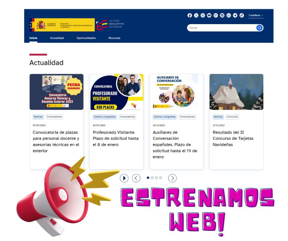 📣 ¡Atención, estrenamos nueva web!
 📌 Ya podéis apuntar nuestra nueva dirección
🔗aee.educacionyfp.gob.es/inicio.html
#AcciónEducativaExterior #ViveElExterior
<a href="/educaciongob/">Ministerio de Educación, FP y Deportes</a>