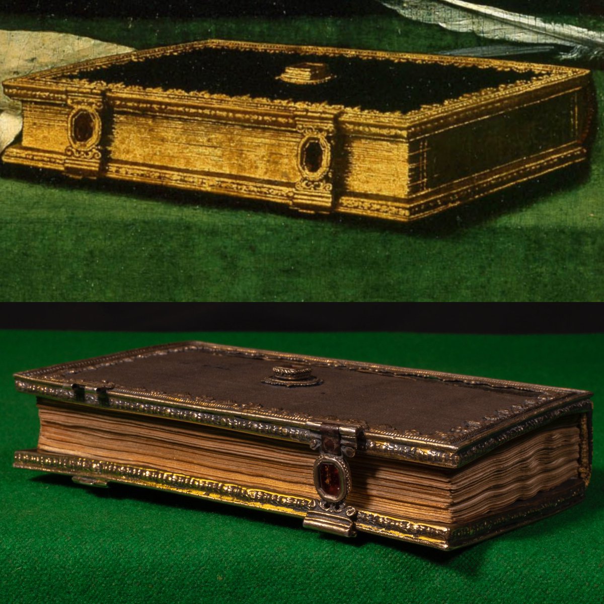 DrOwenEmmerson's tweet photo. Thrilled that #ThomasCromwell’s Book of Hours is now on display at @TrinCollLibCam’s #WrenLibrary. You can find out more about how @kateemccaffrey and I proved that this treasure was the same book captured in Hans Holbein’s portrait of Cromwell here: https://t.co/FiExpeILa4 https://t.co/69NNwqEiI1