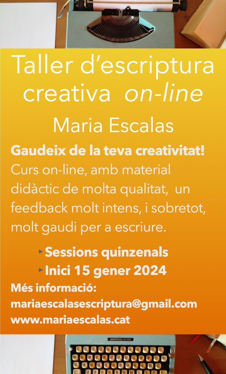 Taller d'escriptura on line.
👇👇👇👇👇👇👇👇👇👇