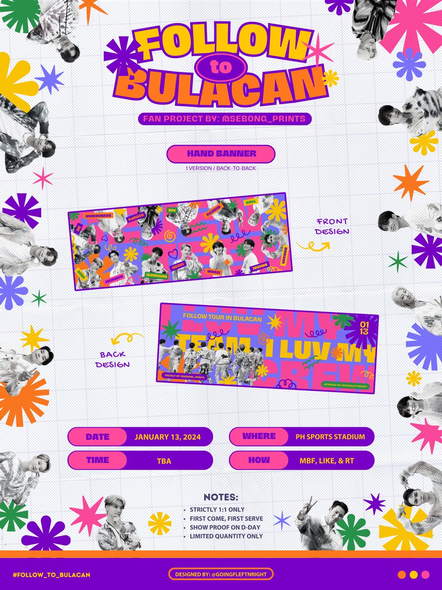 SVT FOLLOW IN BULACAN FREEBIES 
fan project by: <a href="/sebong_prints/">Sebong Prints | Welcome 2026 🎉</a> &amp; <a href="/goingleftnright/">Vin ✨ | 🧑🏻‍💻</a> 

🗓️: Day 1
📍: PH Sports Stadium
⏰: TBA

HOW:
𖦹 mbf, like, &amp; rt
𖦹 limited quantity (1:1)
𖦹 show proof on d-day

See you, Carats! 💎✨

—
#SEVENTEEN  #SVT_TOUR_FOLLOW #FOLLOW #FOLLOW_TO_BULACAN