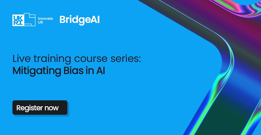📢 Explore the nuances of bias in machine learning algorithms with The Alan Turing Institute. Join the live virtual course series in collaboration with Holistic AI under <a href="/innovateuk/">Innovate UK</a> BridgeAI. Opportunity opens Jan 30, closes March 19 📅 Register now! bit.ly/41yWMYK #AI