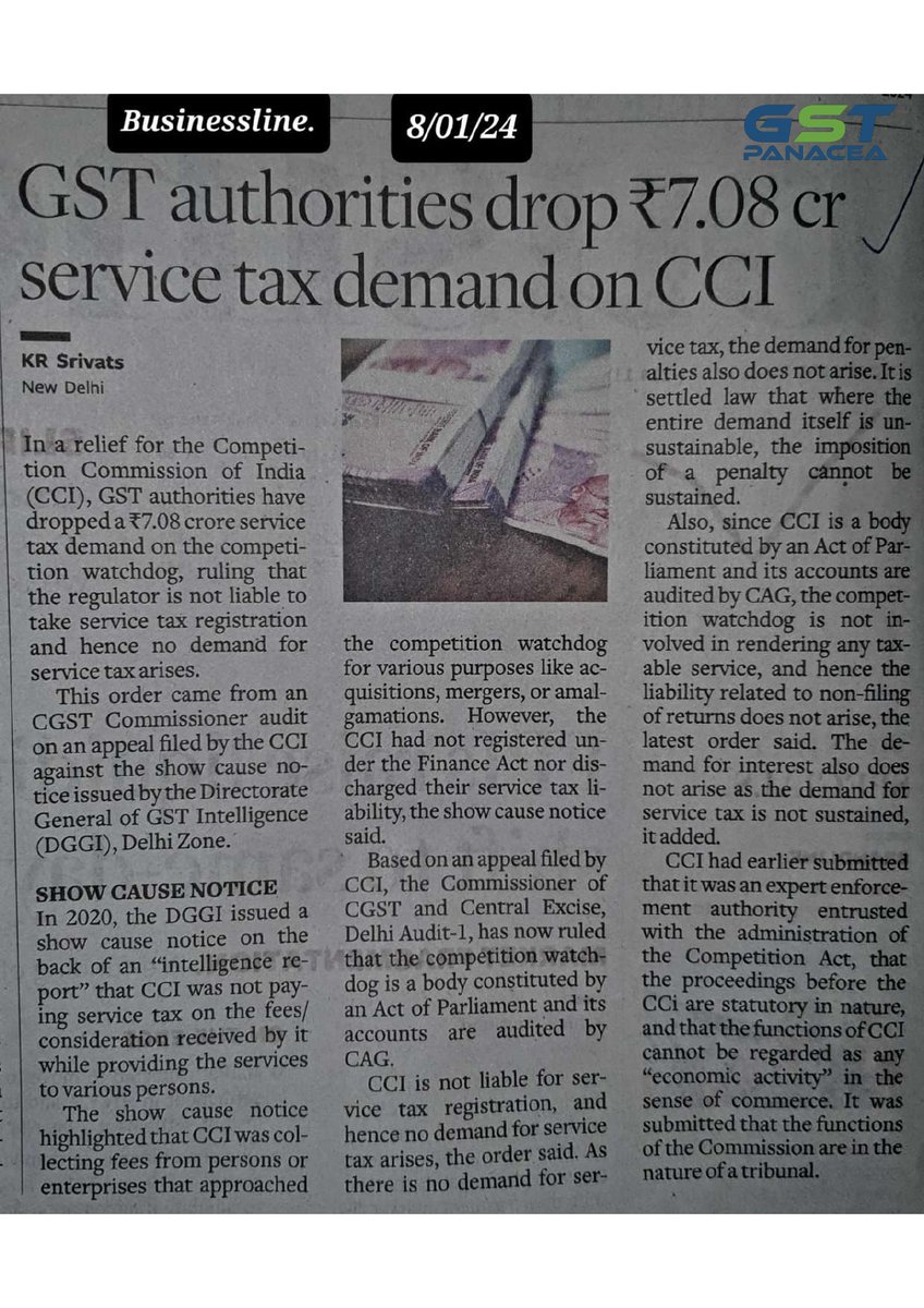 GST authorities drop 7.08 cr service tax demand on CCI

 #GST #taxdemand #CCI #taxnews #taxupdate #taxlaw