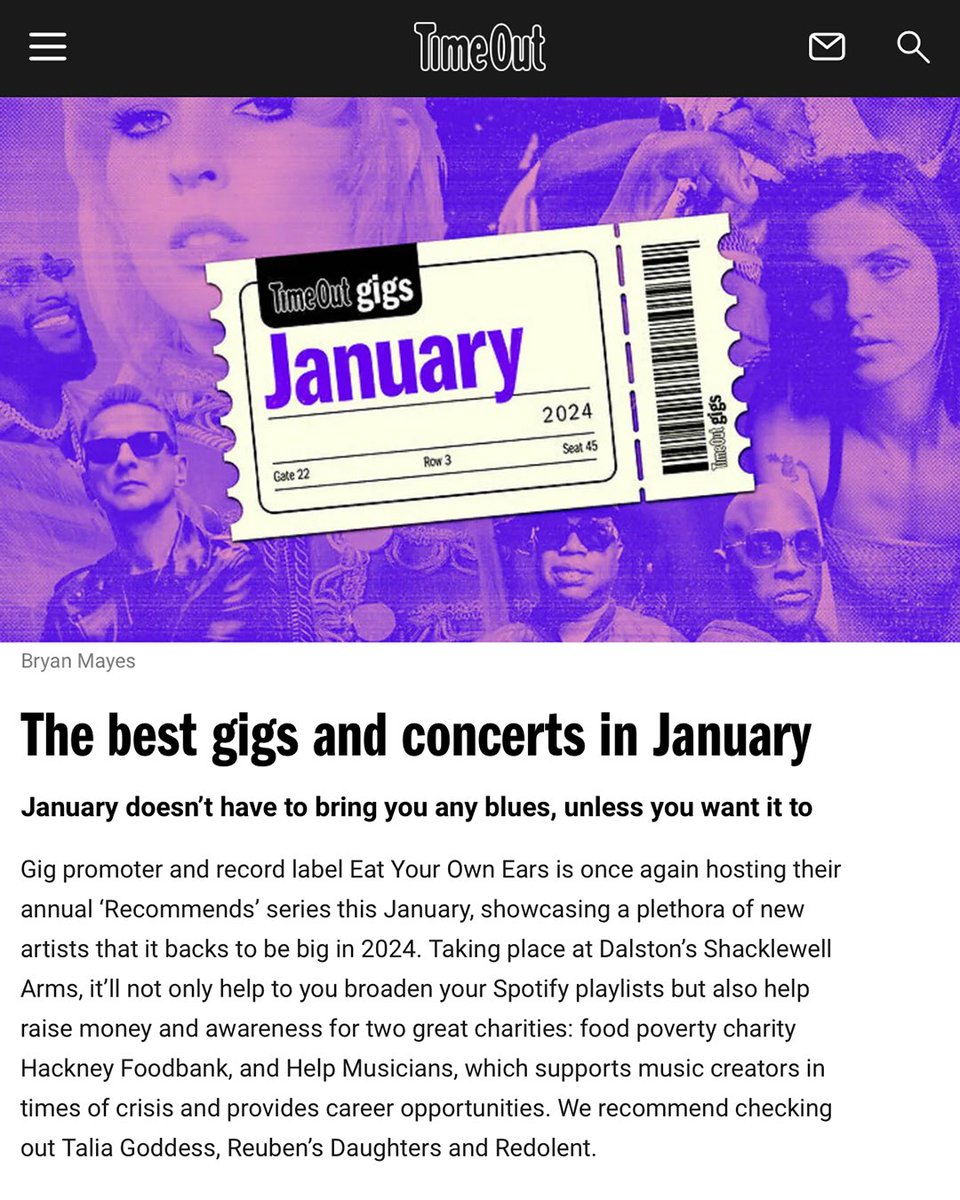 📍 @TimeOutLondon approved: Start the new year right with our recommends series at @ShacklewellArms this Wed. w/ @kynsy___ @RD__RD__RD Victory Lap NiCKY 🎟️ FREE TICKETS: eatyourownears.com/eyoe-recommends Please consider making a donation to @HelpMusicians & @HackneyFoodbank