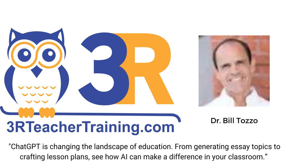 3RTeacherTrain's tweet image. &quot;ChatGPT is changing the landscape of education. From generating essay topics to crafting lesson plans, see how AI can make a difference in your classroom.&quot; Dive into our courses! #ChatGPTinClass #3RTeacherTraining&quot; bit.ly/3QB4jSV