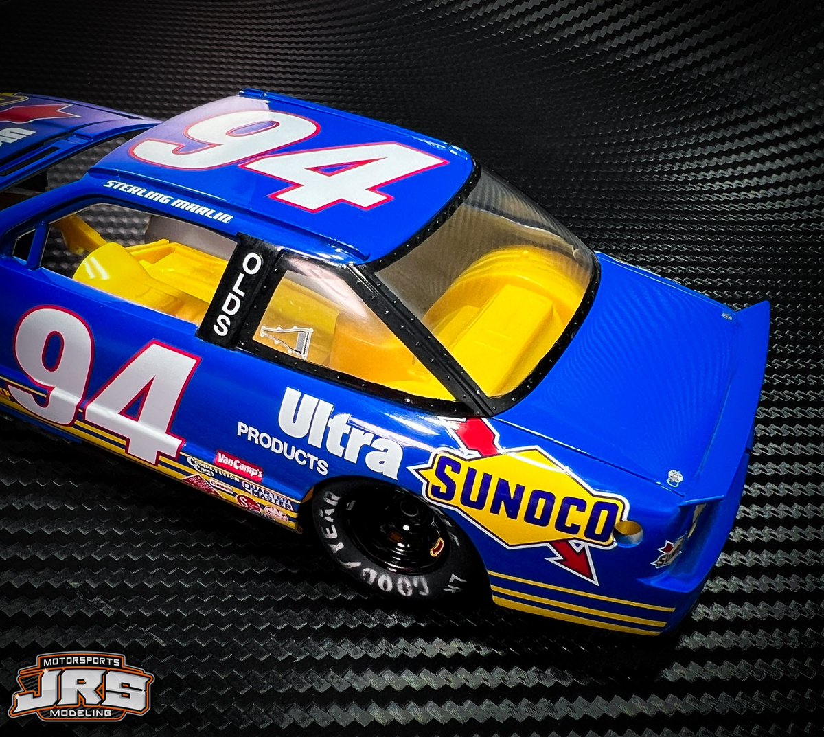 deircrfan's tweet photo. I worked on the wrap around rear glass last night.  This mod really makes the build!  @SunocoRacing @SMR_114 @NASCAR @Nascarpixtures @NASCARMemories @scalecarsonline #sterlingmarlin #sunoco #sunocoracing #olds #oldsmobile #NASCAR #nascarmodels #nascarmodeling https://t.co/ujdmHiMqc3