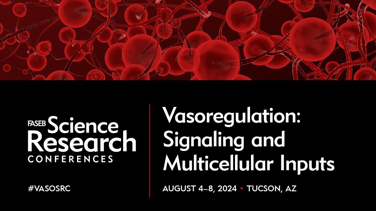 The FASEB Science Research Conference (SRC) on Vasoregulation: Signaling and Multicellular Inputs will take place from August 4 to August 8, 2024, in Tucson, AZ.
Register now at
web.cvent.com/event/efa86d30…
#VASOSRC