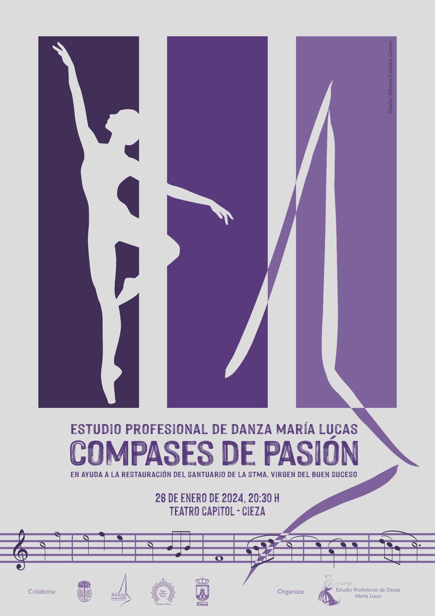 Compases de Pasión ~ Estudio profesional de danza "María Lucas"

Cartel del Festival de Danza en ayuda a la restauración del Santuario de la Stma. Virgen del Buen Suceso.

Cartel realizado por <a href="/AlbertoCarabias/">Alberto Carabias</a>.

#ACiezaporsuSemanaSanta #SemanaSantaCieza #PatronadeCieza