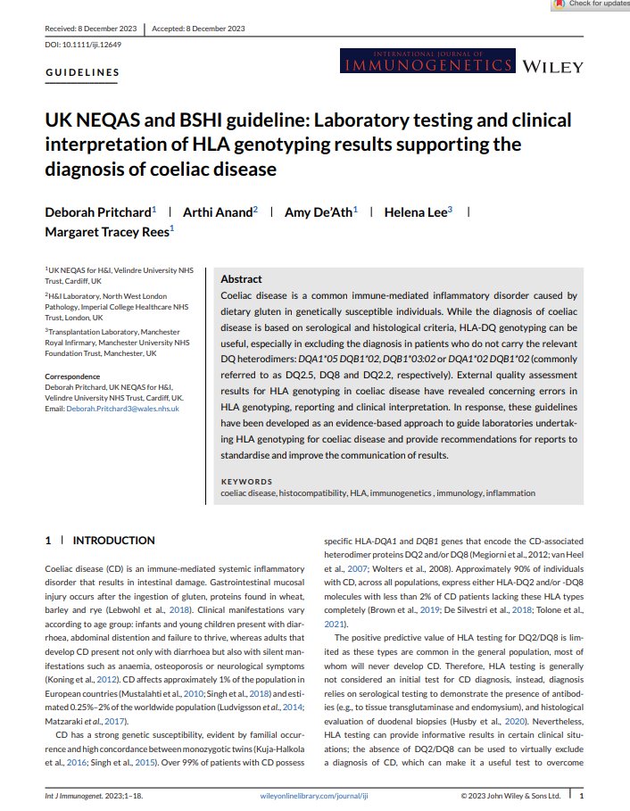 UKNEQAS's tweet photo. 📢We are super excited to announce that the @UKneqasHI and BSHI Guideline on Laboratory testing and clinical interpretation of HLA genotyping results supporting the diagnosis of coeliac disease
has now been published and is available here: https://t.co/Xs8UVCfhcK
#TeamUKNEQAS https://t.co/CH1osOYDVt