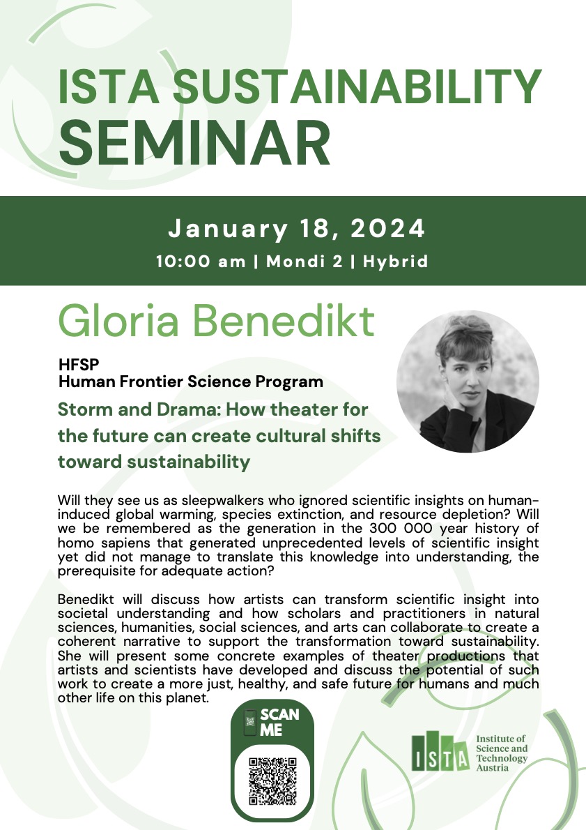 Jeroen Dobbelaere (@jeroendobbelae5) on Twitter photo Next week we will continue our <a href="/ISTAustria/">ISTAustria</a> Sustainability Seminar. Want to learn more about how the arts can help to support sustainability? Join us next week on the 18th at 10am (CET). 🤔istaustria.zoom.us/j/66044150679 Next week we will continue our <a href="/ISTAustria/">ISTAustria</a> Sustainability Seminar. Want to learn more about how the arts can help to support sustainability? Join us next week on the 18th at 10am (CET). 🤔istaustria.zoom.us/j/66044150679