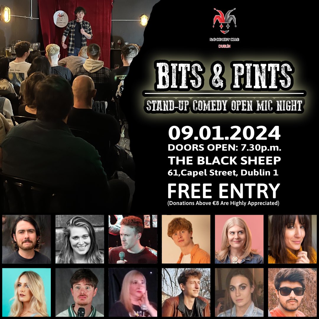 We are kicking off our 2024 tomorrow (09.01) with the fantastic line-up!

See you at <a href="/blacksheepdub/">Black Sheep</a> 
Walk-in or reserve a seat at n2ocomedyclubdublin.com

#dublin #DublinCity #irishcomedy