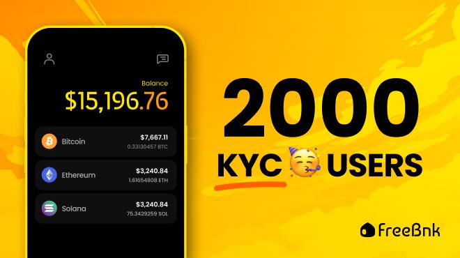 We are very  proud less than 45 days we have #2k #KYC customers in our <a href="/free_bnk/">FreeBnk</a> mobile app  #buy #sell #Bitcoin #Solana #BNB and more #Altcoin with ease and no #gasfee #crosschain and same chain