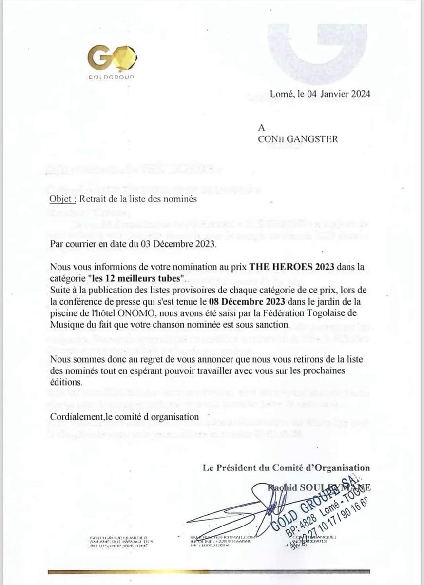 tony_feda's tweet photo. La FTM se permet de citer l'article 394 du code pénal du Togo portant sur l'atteinte aux bonnes moeurs. Mais quelle décision de justice a condamné les titres de #Conii Gangster? Il n'y a jamais eu de procès. C'est un complot et cela ne devrait pas passer. Un scandale. https://t.co/4R4onBxsIV