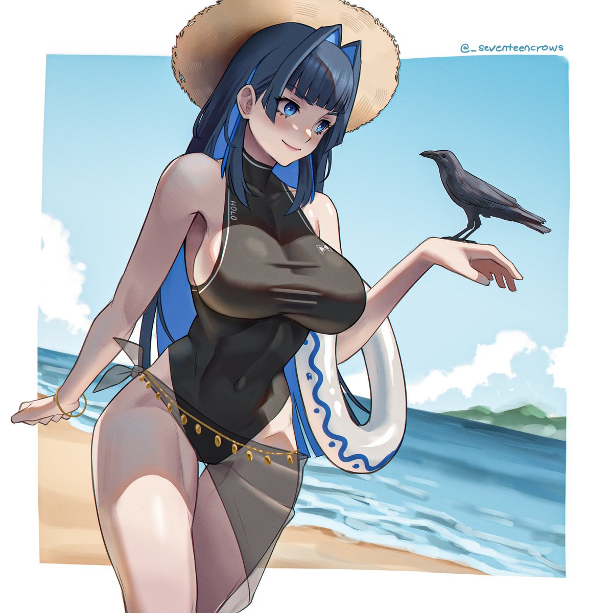 what the crow doin on the beach?🏖️⏳ #kronillust #クロニーラ