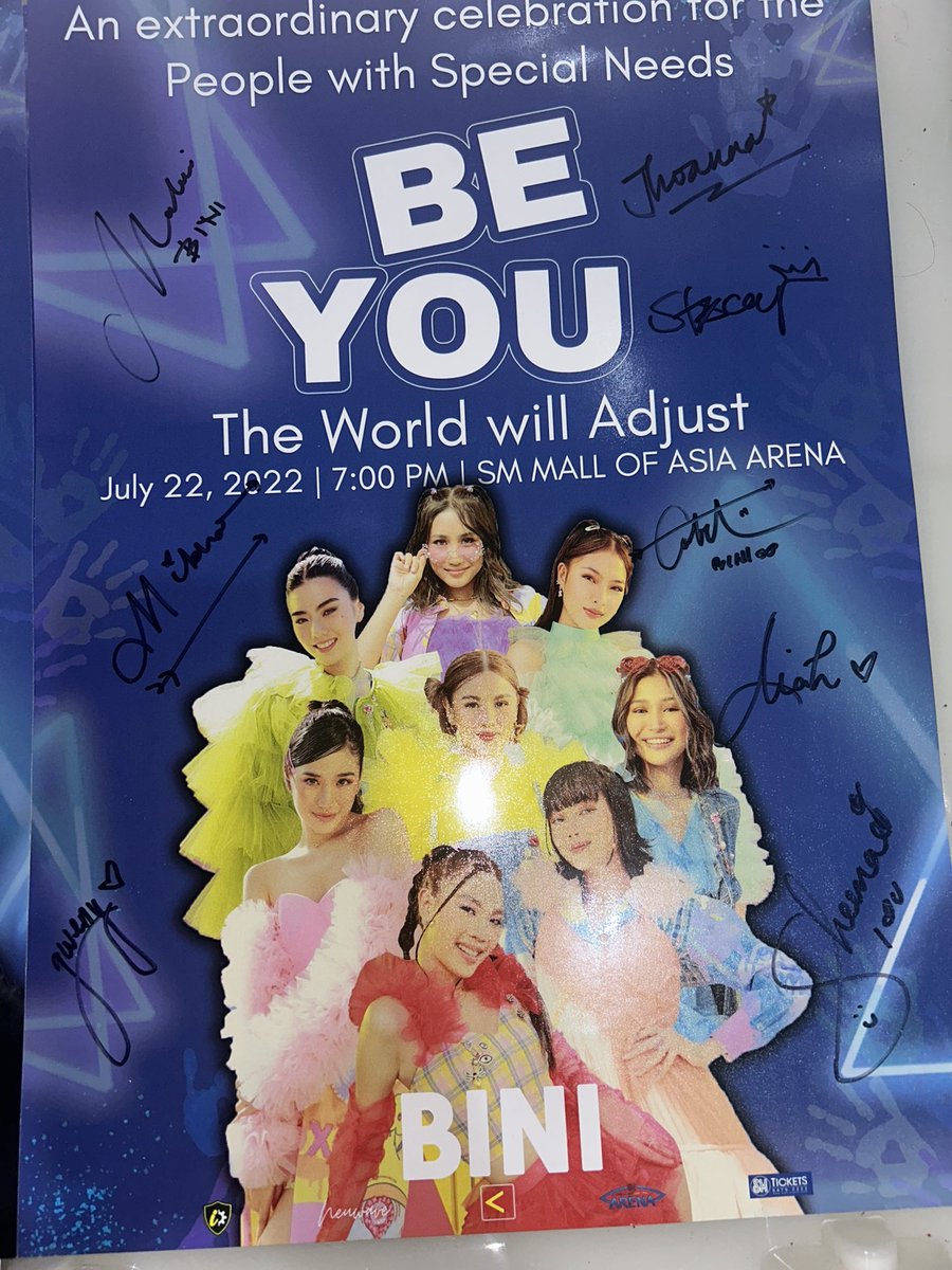 RV_Wani's tweet photo. I was lucky to get this BINI signed poster from BE YOU Concert last July 22, 2022 https://t.co/r6RdPSVCHJ