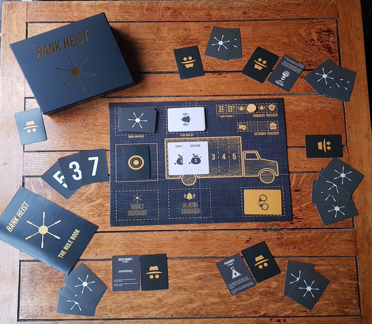 ChunKyPiglets's tweet photo. They Arrived in the UK!! :D Thank you @lonelyherogames <3 Loving the new art edition and smaller box!  Hope to continue to spread the word out on your amazing gem of a game! #BankHeist #BoardGameLife https://t.co/HOGUeTUyMd