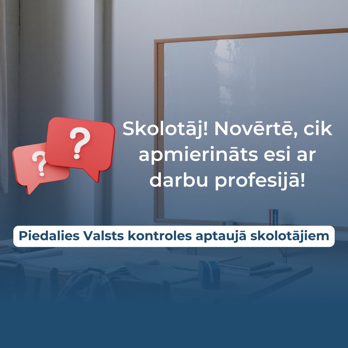 VKontrole's tweet photo. 👋 Skolotāj! Revīzijas ietvaros līdz 28. janvārim aicinām piedalīties aptaujā par kompetences pilnveides iespējām, sociālo un psiholoģisko atbalstu, kā arī darba slodzi. 

ℹ Uzzini vairāk ➡ https://t.co/s6BFkRhgrH https://t.co/iVpHl0uhGw