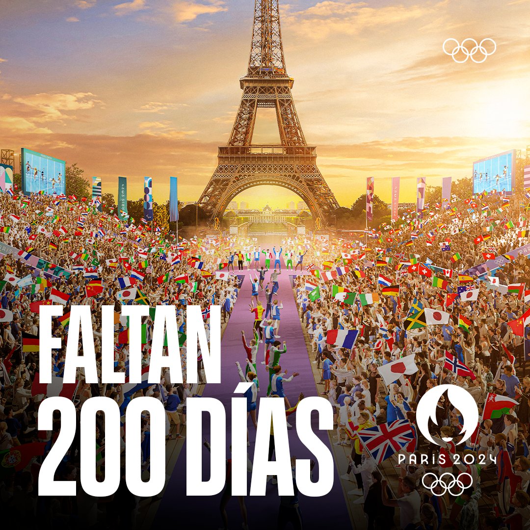 ¡FALTAN 2️⃣0️⃣0️⃣ DÍAS! 🔵🟡⚫️🟢🔴

Se vienen los Juegos Olímpicos @paris2024, ¿preparados? 🇫🇷🤩

📅 Del 26 de julio al 11 de agosto.

#RoadToParis2024 #Paris2024