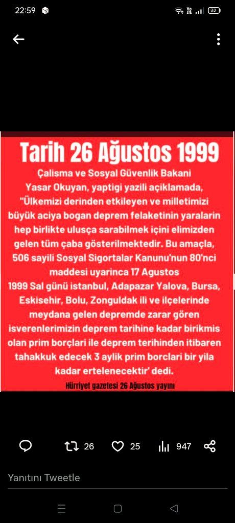 99 girişli emekçilerin kanıta ihtiyacı yok, kanıt isteyen herkes;99 yılı Gazi Meclis tutanaklarına,Ssk kararlarına, ertelenen öğretmen atamalarına,ötelenen Ssk girişlerine ve dönemin olumsuz koşullarında yaşanan gerçeklere ulaşabilir.
#Eyt99SonuTekYürek
#Eyt99DepremiTorbaYasaya