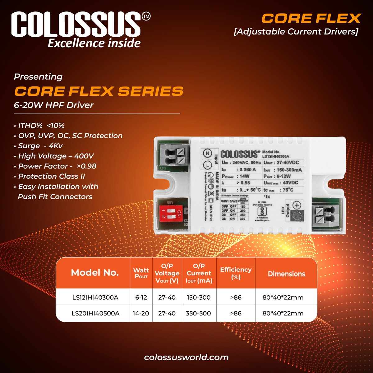 lumens_tech's tweet image. Elevate your lighting game with our CORE FLEX SERIES 6-20W HPF Driver! 💡✨

✅ Ultra-low ITHD% for efficiency
✅ Surge protection up to 4Kv
✅ Power factor &amp;gt;0.98
✅ Easy installation with Push Fit Connectors