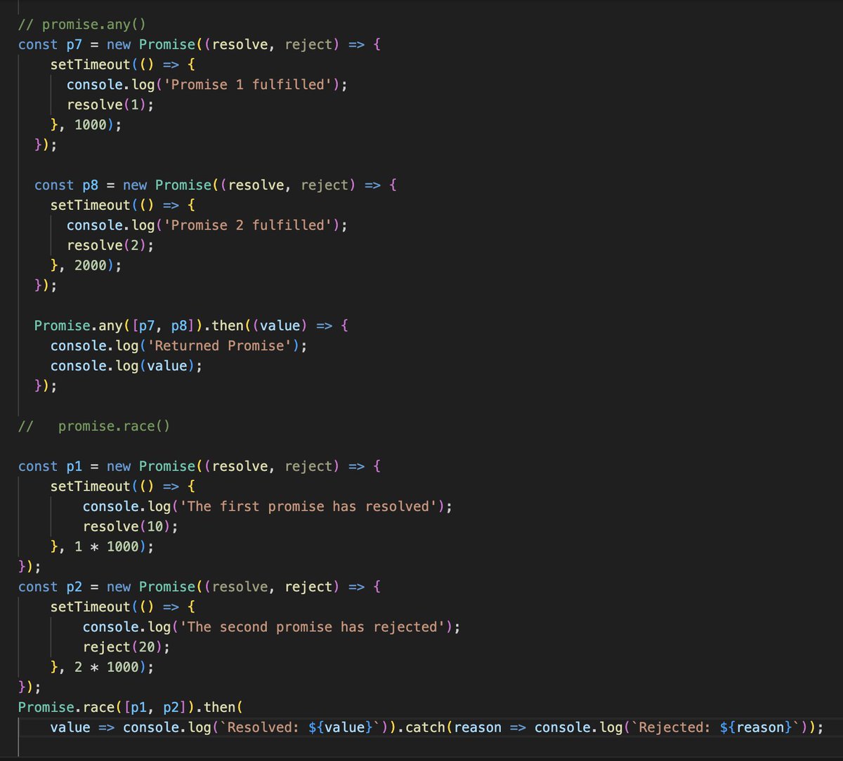 NeelamLatwal's tweet photo. 🚀 Day 17 of #100DaysOfCode: Explored JavaScript's async world today! Learned about Promises, #PromiseAll to resolve multiple promises, #PromiseAny to resolve one, and simplified async operations using #async/#await. 
#javascript  #ES6 #CodingJourney #WebDevelopment https://t.co/edTDIHGcKX