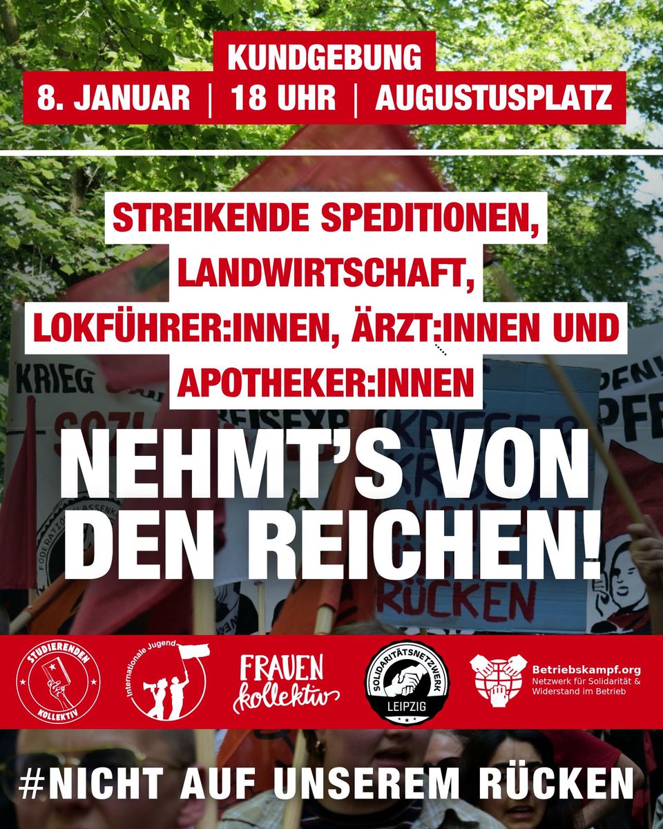 Interjugend's tweet photo. #Leipzig: passend zum Thema machen wir heute 18:00 auf dem Augustusplatz eine Kundgebung gegen die #Haushaltskürzungen und aus Solidarität mit den Streikenden. Kommt gerne vorbei!
Für einen wirklichen #Arbeitskampf! Gegen rechte Vereinnahmung der Proteste!
#le0801 #Generalstreik https://t.co/CKugrvnKYU