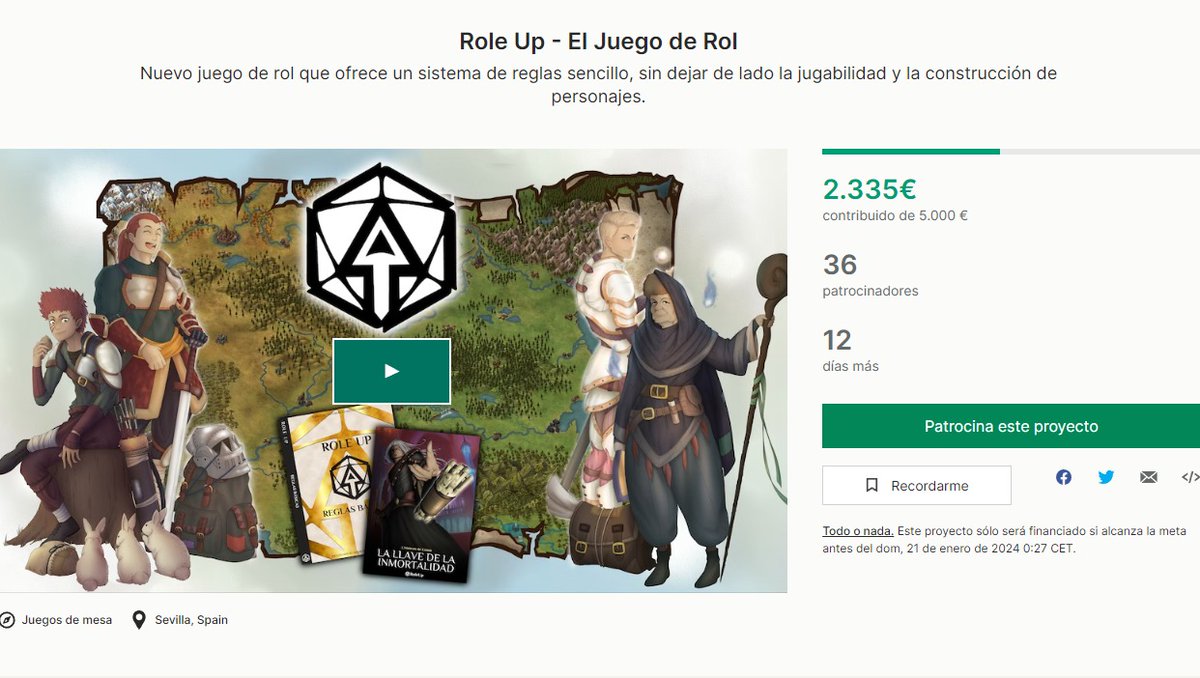 Ya casi hemos llegado al 50% de financiación en Kickstarter‼️
Si quieres saber más sobre Role Up y apoyar el proyecto para que pueda ver la luz, aquí dejo el link:
➡️kickstarter.com/projects/roleu…⬅️