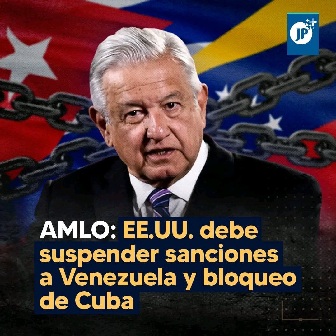 🇲🇽 López Obrador le deja claro a BIDEN que la condición para solucionar la actual crisis migratoria es la eliminacion del bloqueo a Cuba y las sanciones a Venezuela.
Eso está claro, no más bloqueó, no más sanciones.
#MejorSinBolqueo 
#DeZurdaTeam