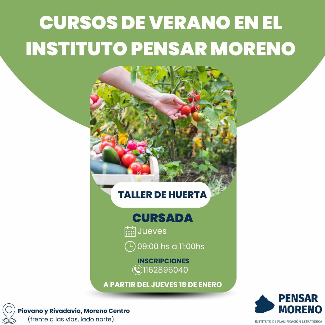PensarMoreno's tweet photo. 🌱• Ya está abierta la inscripción para el Taller de Huerta, en el Instituto Pensar Moreno. 

¡Te esperamos! 💪🏽❤️ https://t.co/eHxjFrAfSz
