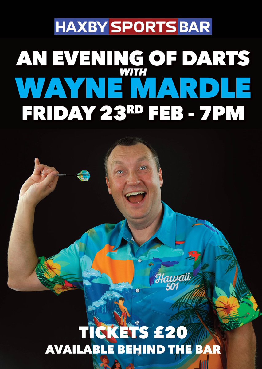 If you’ve enjoyed the darts you’re going to love An Evening with Wayne Mardle next month. He’s plenty of stories from his pro playing days, Q&A session, grab a photo & have the chance of a game against him. Grab your tickets now! #letsplaydarts #York #Yorkshire #YourSportsBar