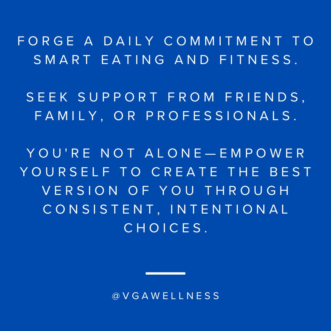 VGA_SC's tweet photo. Forge a daily commitment to smart eating and fitness.

Seek support from friends, family, or professionals.

You're not alone—empower yourself to create the best version of you through consistent, intentional choices.

 #VGAWellness #WellnessWisdom #HealthyHabits #WellnessJourney https://t.co/tdXW7BeLE4