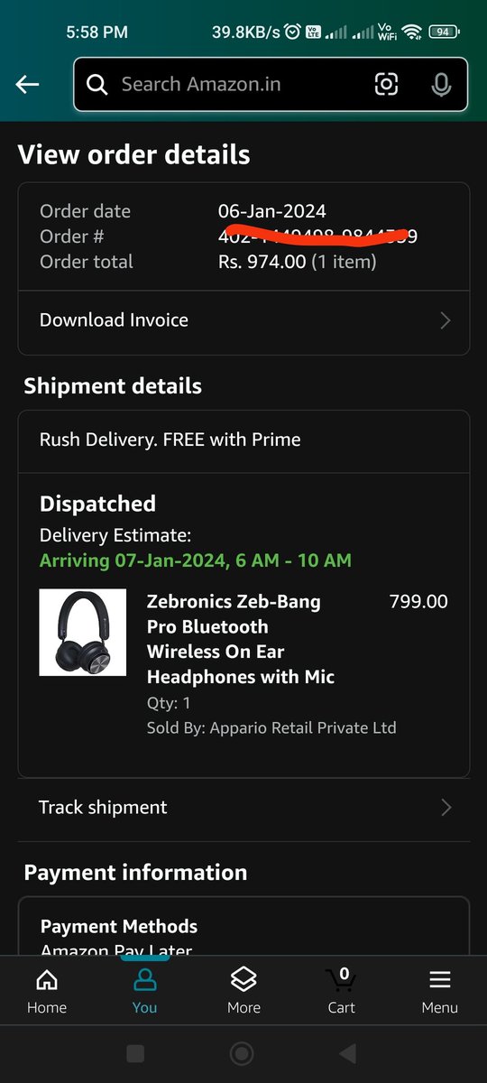 surajprja2010's tweet photo. @amazonIN world fastest delivery ever founded even after paying extra for 1day delivery. 
Thank you Amazon for the worst service ever . 
Please refer when my order is going to  be delivered. 
Is my order out from Amazon River or not yet or have pirates stolen shipping.
@amazon https://t.co/h62QjRnSVZ