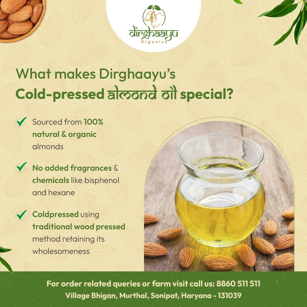 dirghaayufarm's tweet photo. The real magic lies in sourcing it from nature without using any chemicals &amp; pesticides.  Dirghaayu believes in bringing the real magic of almonds directly to your home.

#dirghaayu #LivelongNaturally #coldpressedoil #almondoil #chemicalfree https://t.co/4gTNXHAsA9