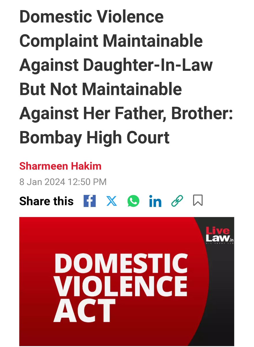 Still a positive news. Because when you go and file #DVAct through mother, the court may and mostly will deny.

livelaw.in/high-court/bom…

#ShaadiLaw