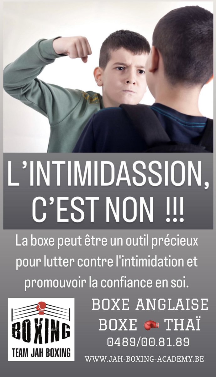 La boxe peut être un outil précieux pour lutter contre l'intimidation et promouvoir la confiance en soi. 
jah-boxing-academy.be
0489/00.81.89