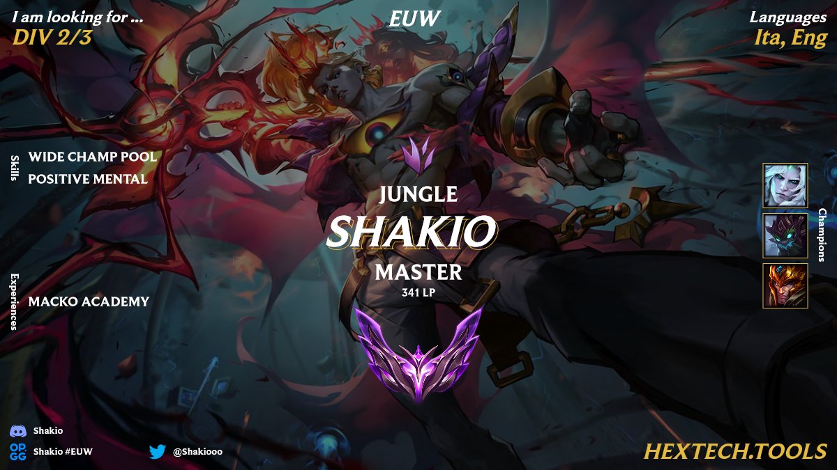 Hello, I'm LFT for the next split, mainly looking for italian BTL but will consider any offer, dms open!
Likes and retweets appreciated ^^
<a href="/LFTDiscord/">LFT Discord - lol/val/rl</a> 
<a href="/lft_prime/">Prime League LFT</a>
<a href="/LoL_LFT_Fr/">LoL LFT Fr</a>