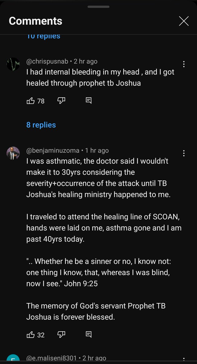 DAMIADENUGA's tweet photo. The comment section on YouTube of the BBC documentary on TB Joshua. https://t.co/Bmkr6JZ6fQ