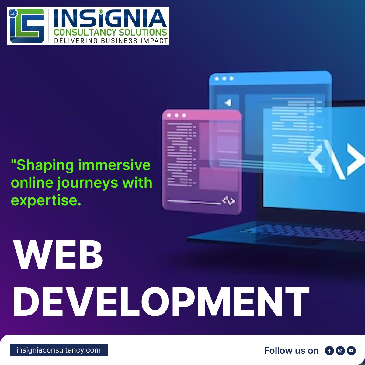 InsigniaCS's tweet image. Discover the power of exceptional web solutions with Insignia Consultancy. Our unrivaled experience in web development services ensures you stay ahead in today's competitive landscape. 
🚀💻 
#InsigniaConsultancy #WebDevelopmentMastery  #WebDevelopment #InsigniaConsultancy